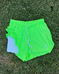 Shorts Fênix 2 em 1 Poliamida + Elastano Amarelo Fosforescente