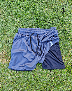 Short Titan 2 em 1 - Dryfit e Microfibra Cinza