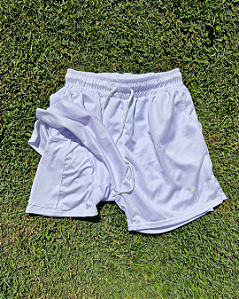 Short Titan 2 em 1 - Dryfit e Microfibra Branco