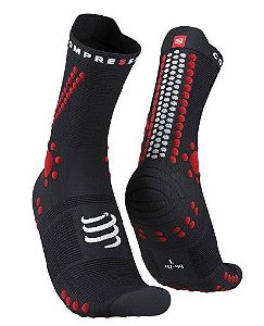 MEIA DE COMPRESSÃO PARA TRILHA V4.0 - PRETO COM VERMELHO - PRO RACING SOCKS V4TRAIL