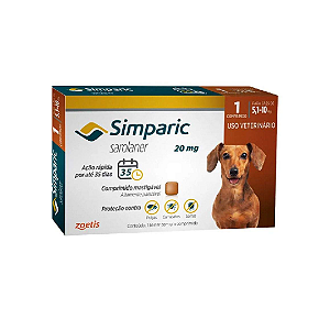 Antipulgas Simparic 20mg Cães 5 A 10kg -  1 Comprimido Avulso