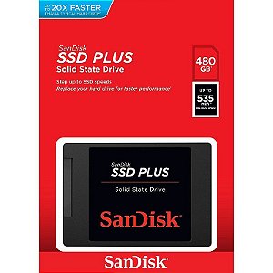 Disco Rígido HD Ssd 480gb Sandisk Plus Sata Iii Leitura 535mb/s Grav 445mb/s