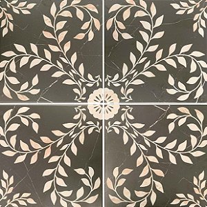 Porcelanato Decorado - Gabriella - Nero  Mate - 20,2 X 20,2 - 1,47 m2