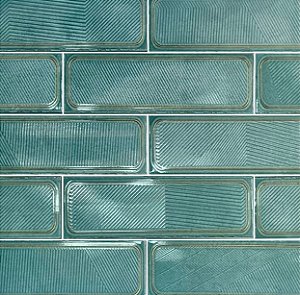 Porcelanato - Gabriella -  Brick Retrô Turquesa Real Lux Brilho  -7X22cm - 0,96 m2