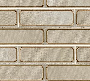 Porcelanato - Gabriella -  Brick Retrô Deserto Lux Brilho  -7X22cm - 0,96 m2