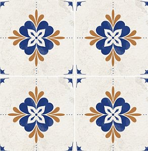 Porcelanato Decorado  - Gabriella - Portugues 428 Azul/Ocre  - 15,2 X 15,2 - 0,35 m2