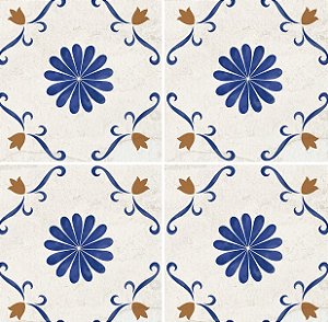 Porcelanato Decorado  - Gabriella -  Portugues 425 Azul/Ocre  - 15,2 X 15,2 - 0,35 m2