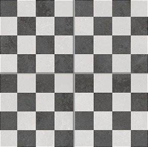 Porcelanato Decorado - Gabriella -  Chess Black Granilhado - 20,2 X 20,2 - 1,47 m2