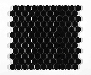 Pastilha de Porcelana - Atlas - Drop System - Preto - Hexagonal 2,65 cm - 1,43 m2