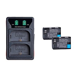 2x Bateria + Carregador LP-E6 Canon R5 R6 R7 6D MK II Batmax