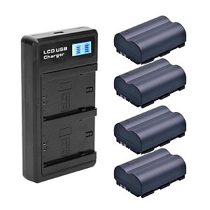 Kit 4 Bateria + Carregador BP-511 Canon 5D 40D 50D 30D Mamen