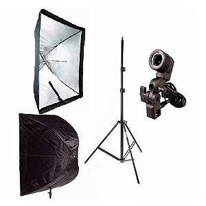 Softbox 60x90 Universal Tipo Sombrinha + Tripé + Suporte E27