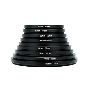 Kit Anel Adaptador StepDown Filtros De Lente 9 Redução de Ø