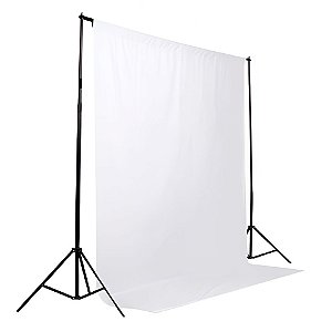 Fundo Infinito 2,60m x 3,00m + Tecido Branco de 3m Com Suporte