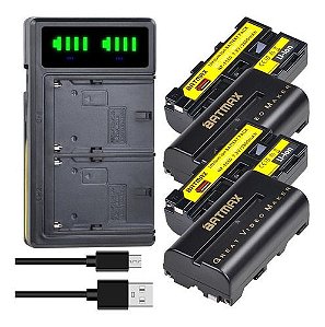 Kit 4 Bat Sony Np-f550 F570 Batmax 2600mah + Carregador