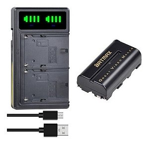 Kit 1 Bat Sony Np-f550 F570 Batmax 2600mah + Carregador