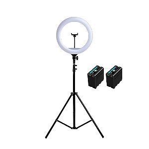 Iluminador Ring Light Greika CL18 Com 2x Baterias NP-F980