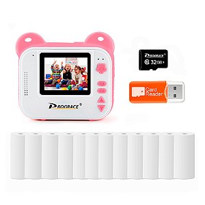 Câmera Infantil Digital Criança Impressão Instantânea Rosa