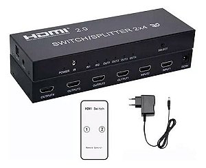 Splitter Switch Matriz 2x4 Hdmi 4k 2k Ultra Full Hd 3d Fonte