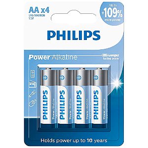 Pilha Philips alcalina AA 1.5V Com 4 unidades LR6P4B/59