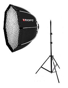Softbox Octabox Triopo Bowen De 90cm + Grid + Tripé 2,10m