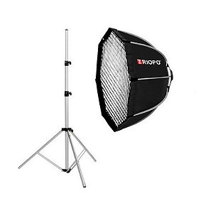 Softbox Octabox Triopo Bowen De 90cm + Grid + Tripé 2,40m