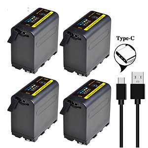 Kit 4 Baterias Batmax NP-F970C 9600mah Recarregável  Para Iluminador