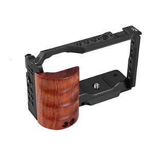 Suporte Cage Gaiola Com Grip de Madeira Para Sony ZV-E10