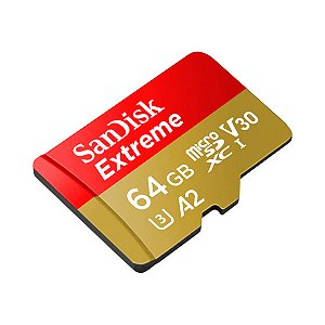Cartão MicroSDXC 64Gb SanDisk Extreme UHS-I / V30 / U3 / A2 de 170Mb/s