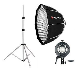 Softbox Octabox  Bowen 120cm + Tripé 1,90m + Adaptador V1