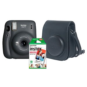 Kit Câmera Instax Mini 11 Com Pack 10 Fotos E Bolsa - PRETO