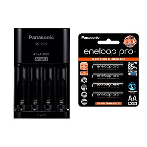 Carregador Bq-cc17 Smart Com 8 Pilhas Aa Da Eneloop Pro