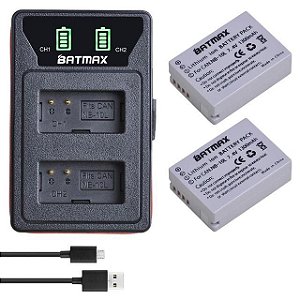 Kit 2 Bat.eria + Carregador Nb-10l Batmax Canon Sx40hs Sx50
