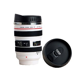 Copo Caneca Térmica Lente De Câmera Canon 24-105mm - Branco