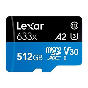 Cartão De Memória Lexar Micro SD 512gb High-performance 633x Com Adaptador