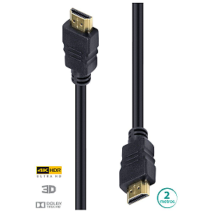 Cabo Hdmi 2 Metros Full Hd P/ Tv / Pc / Notebook / Tvbox Ful
