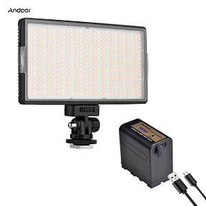 Painel De Led Andoer  3200k-5600k - 416 LEDs + Bat F960