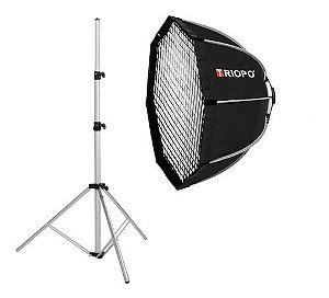 Softbox Octabox Triopo Bowen De 90cm + Grid + Tripé 1,90m