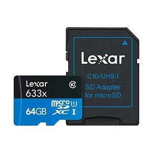 Cartão De Memória Lexar Micro SD 64gb UHS-I 100MB/s 633x