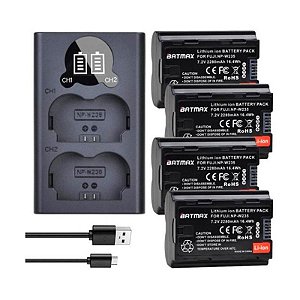 Kit 4 Bateria + Carregador Fuji Fujifilm Xt4 Np-w235 Batmax