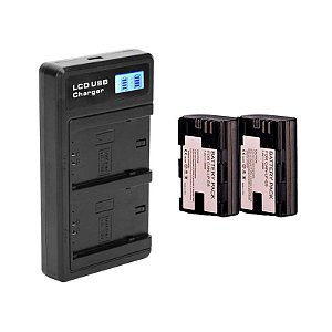 Kit 2 Bateria LP-E6 + Carregador Duplo Para Canon R R5 R6