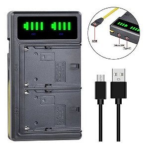 Carregador Duplo Batmax Usb Para Bateria Np-f970 F550 F960