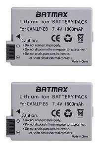 Kit 2 Bat Para Câmera Canon T2i, T3i, T4i, T5i - Lp-e8