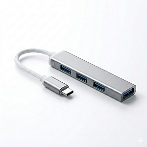 Hub USB Tipo C com 1x USB 3.0 + 3x USB 2.0 para Macbook e PC