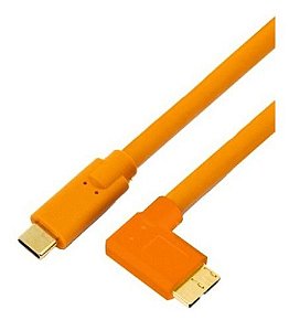 Cabo 5m Usb C 3.0 P/ Micro B Canon 5d4 5dsr, Nikon D810 D850 - Laranja