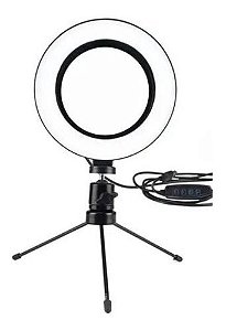 Ring Light Iluminador Selfie Makeup + Tripé De Mesa Luz Led