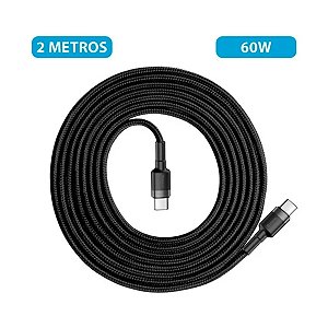 Cabo Turbo Calufe  100w 2 metros Tipo-C para Tipo-C - Baseus