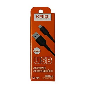 Cabo Usb Para Micro USB 3A 1 Metro KAIDI KD-28M Fast Charger