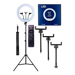 Led Ring Light 18" 45cm Com Controle + 3 Suportes Tripé 1,80m