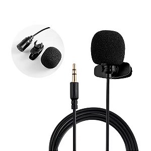 Lapela Omnidirecional Com Fio 1,5m Clip Saída P2 + Case